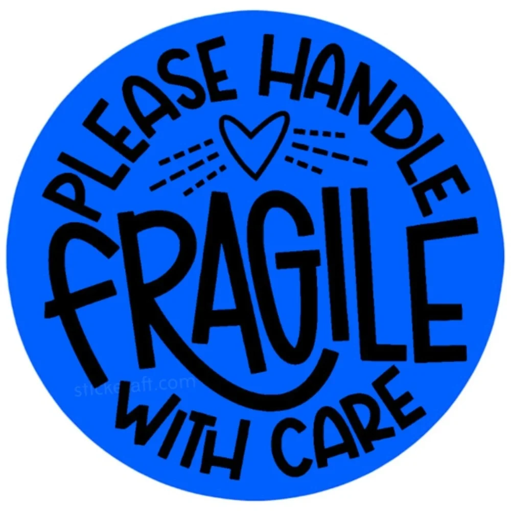 FRAGILE Handle With Care Stickers - 2” Round Shipping Labels